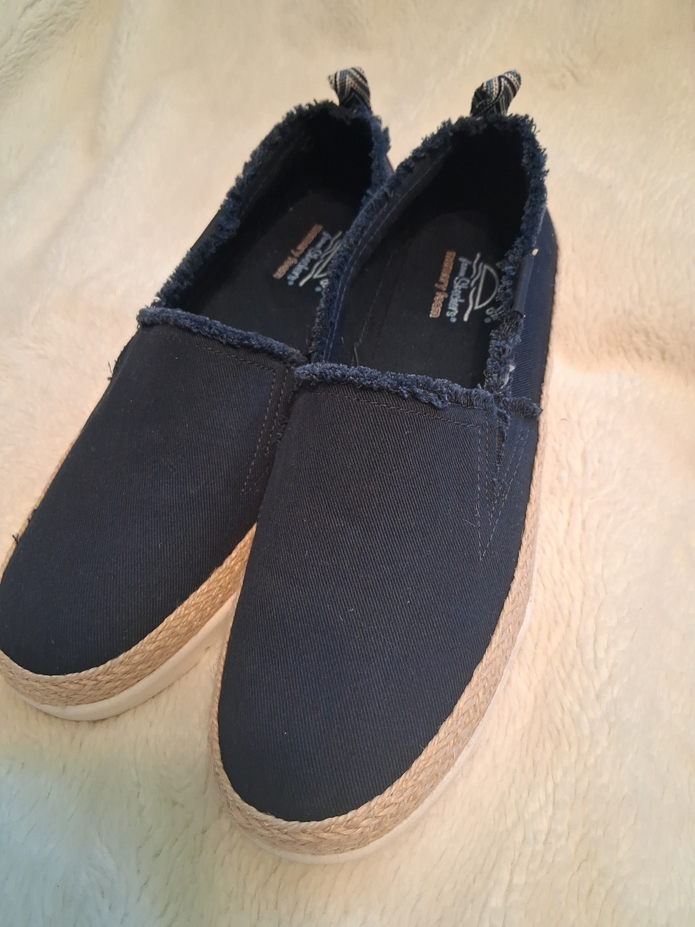 Skechers BOBS Navy Frayed Slip-On Memory Foam Shoes